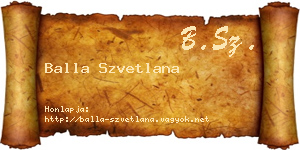 Balla Szvetlana névjegykártya